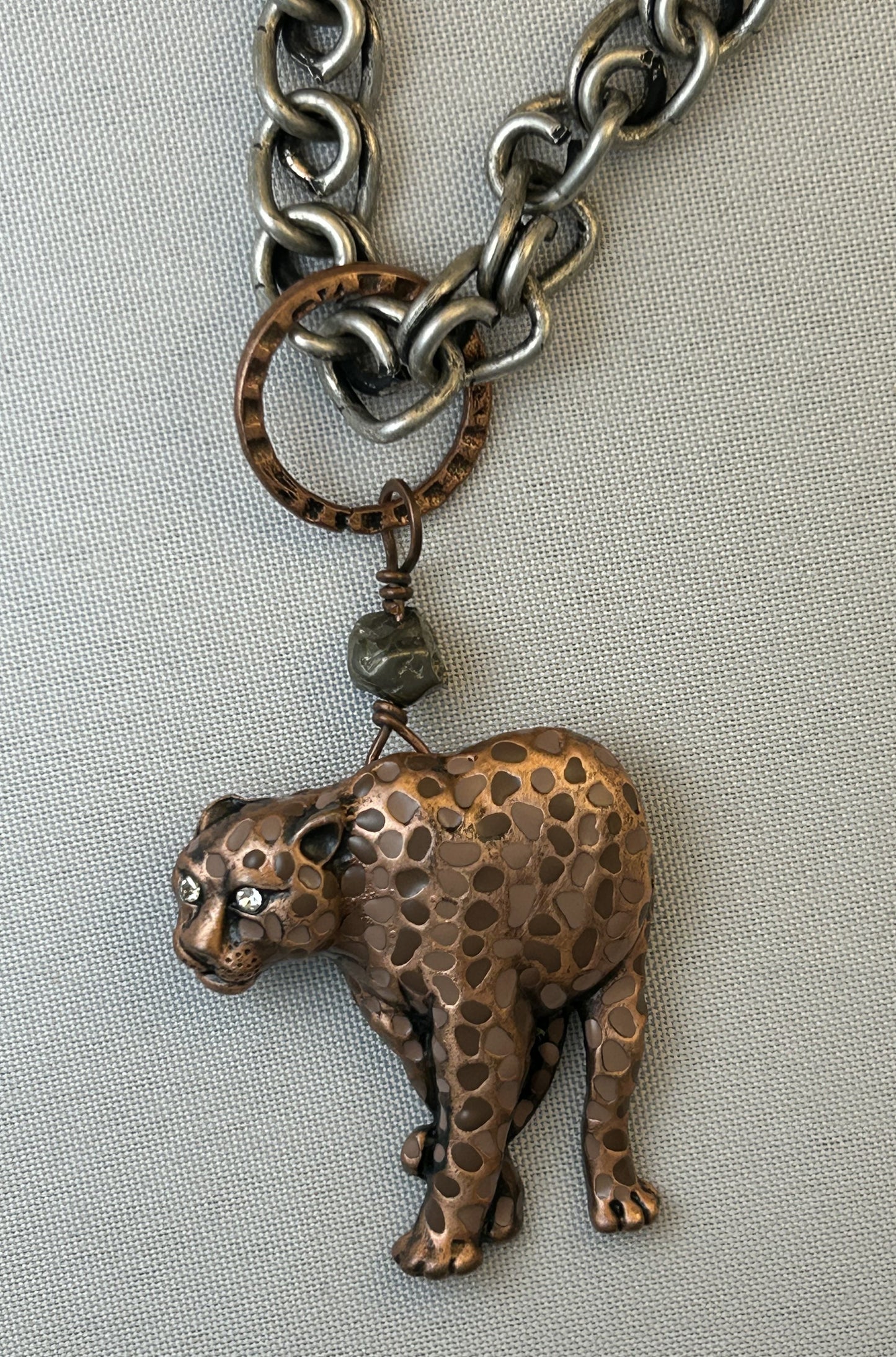 Leopard Pendant Silver Necklace