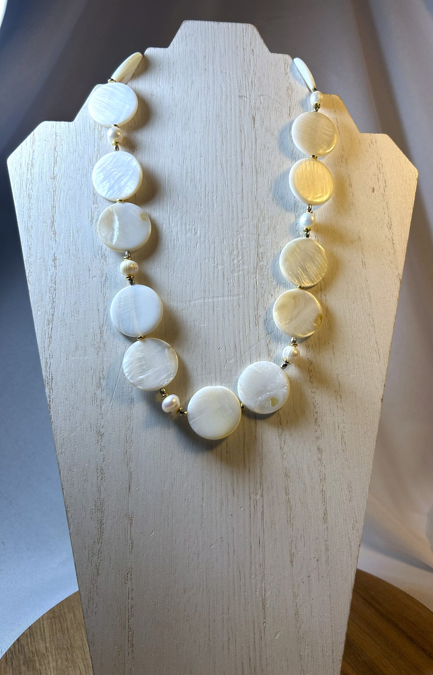 Mother of Pearl Necklace with Gold Accents