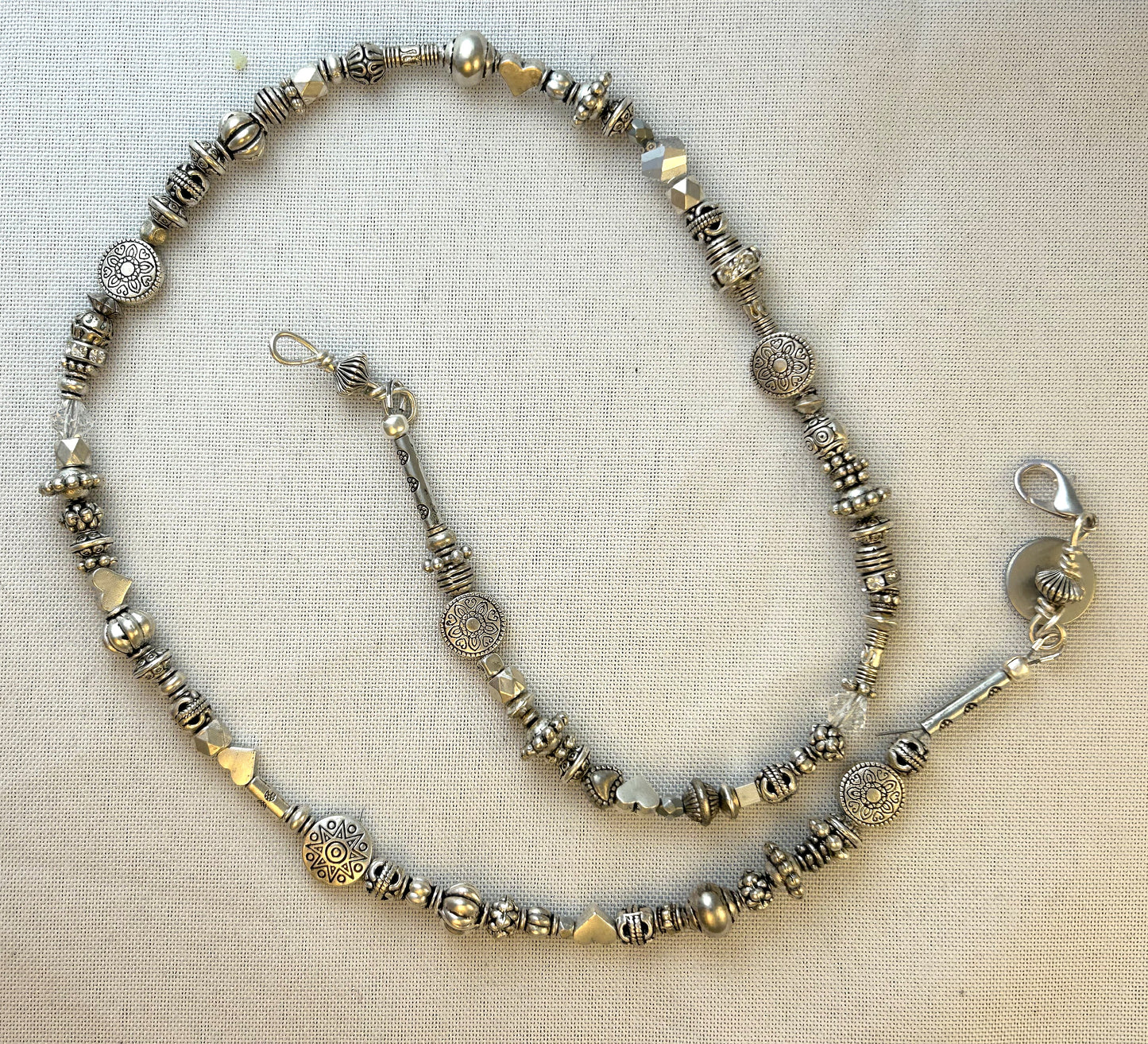 Silver Necklace with Varied Silver Beads
