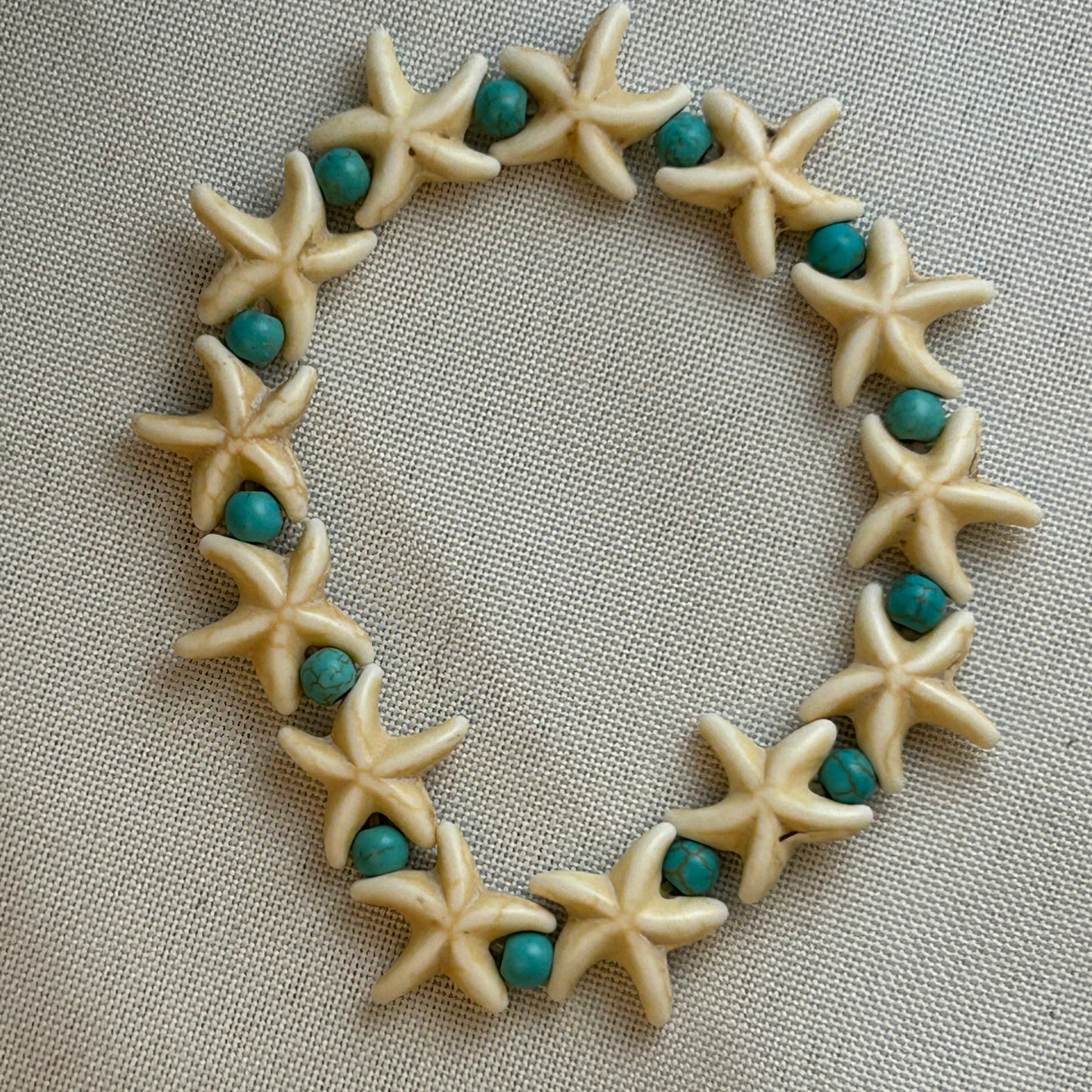 Beige and Turquoise Starfish Bracelet