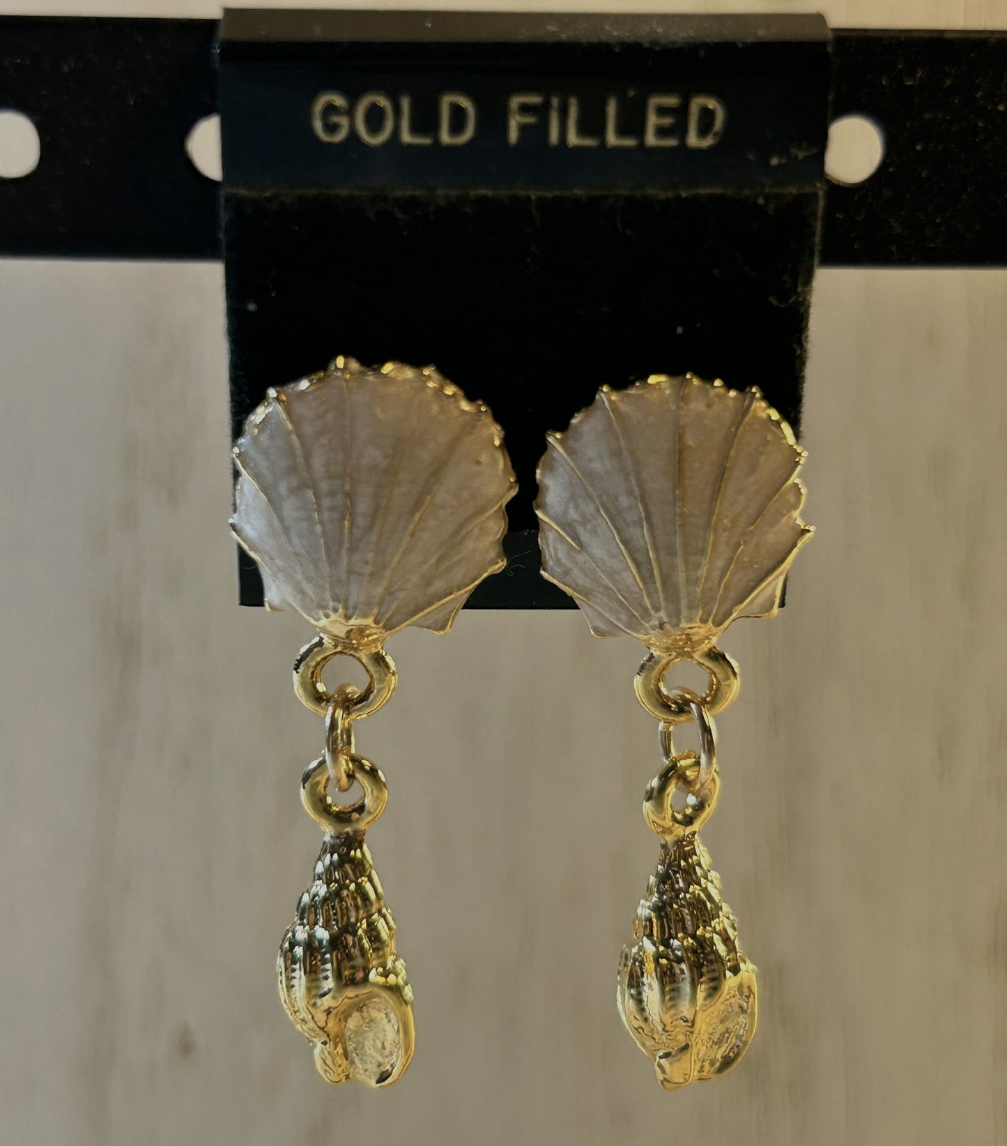 Gold and Enamel Shell Earrings
