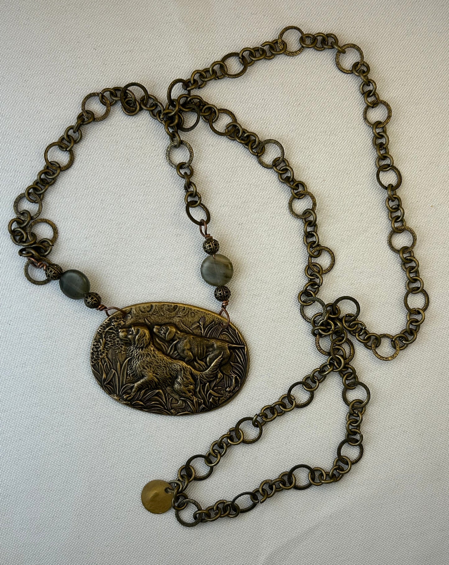 Brass Dog Pendant long Necklace