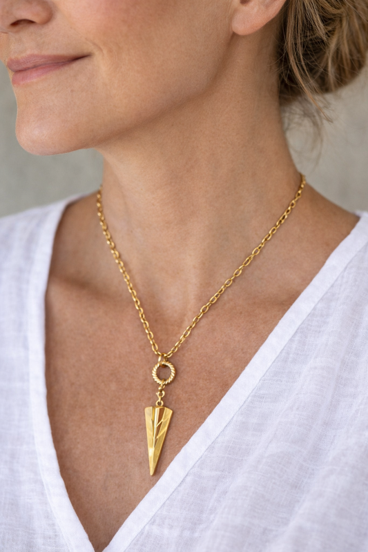 Gold Tri-Point Pendant Necklace