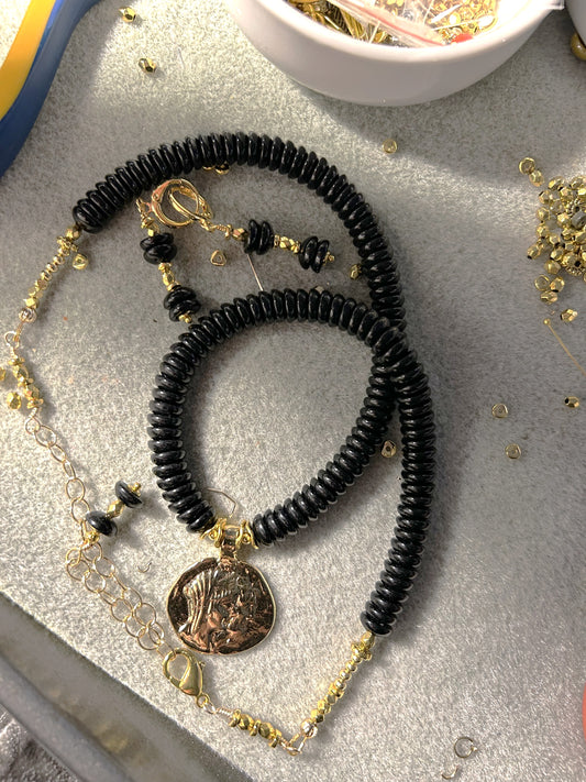 Black and Gold Statement Necklace