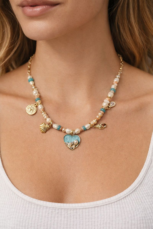 Coastal Charm Pearl Necklace – Handmade Artisan Statement Jewelry