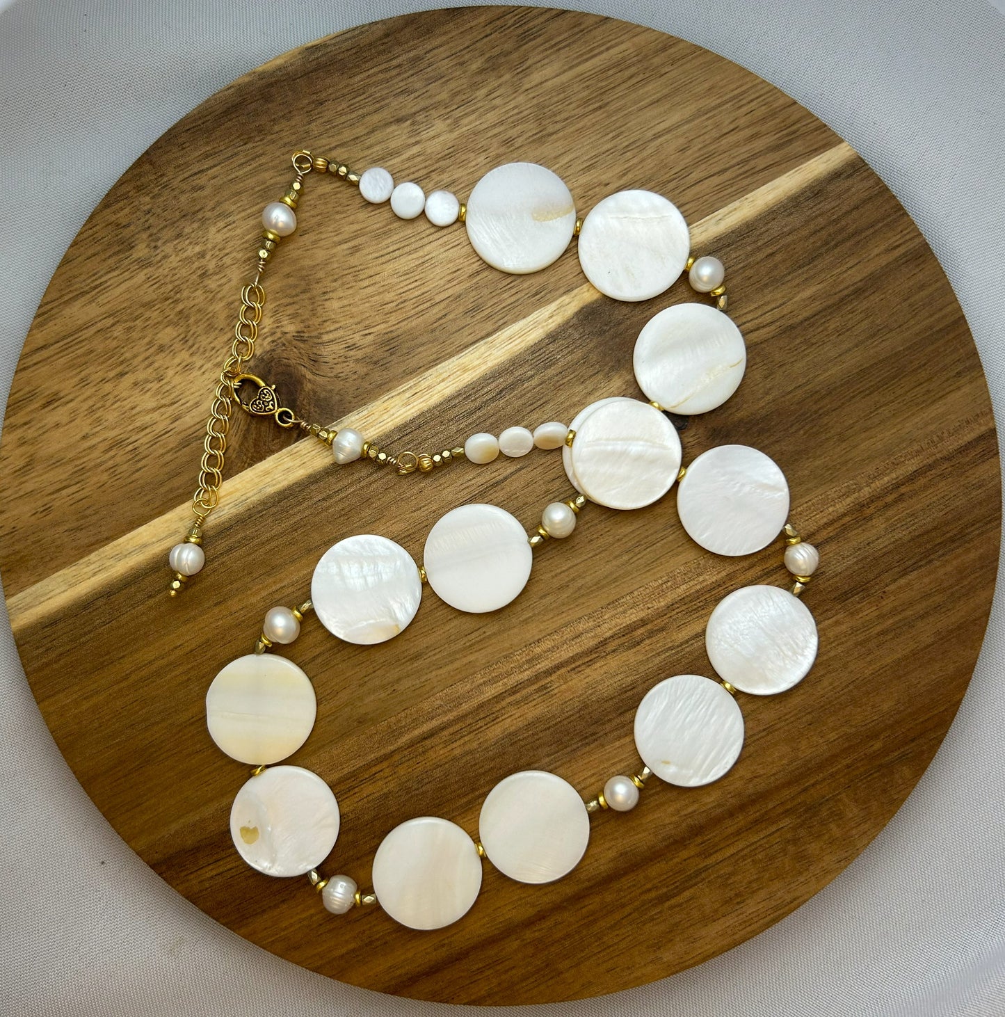 Mother of Pearl Necklace with Gold Accents